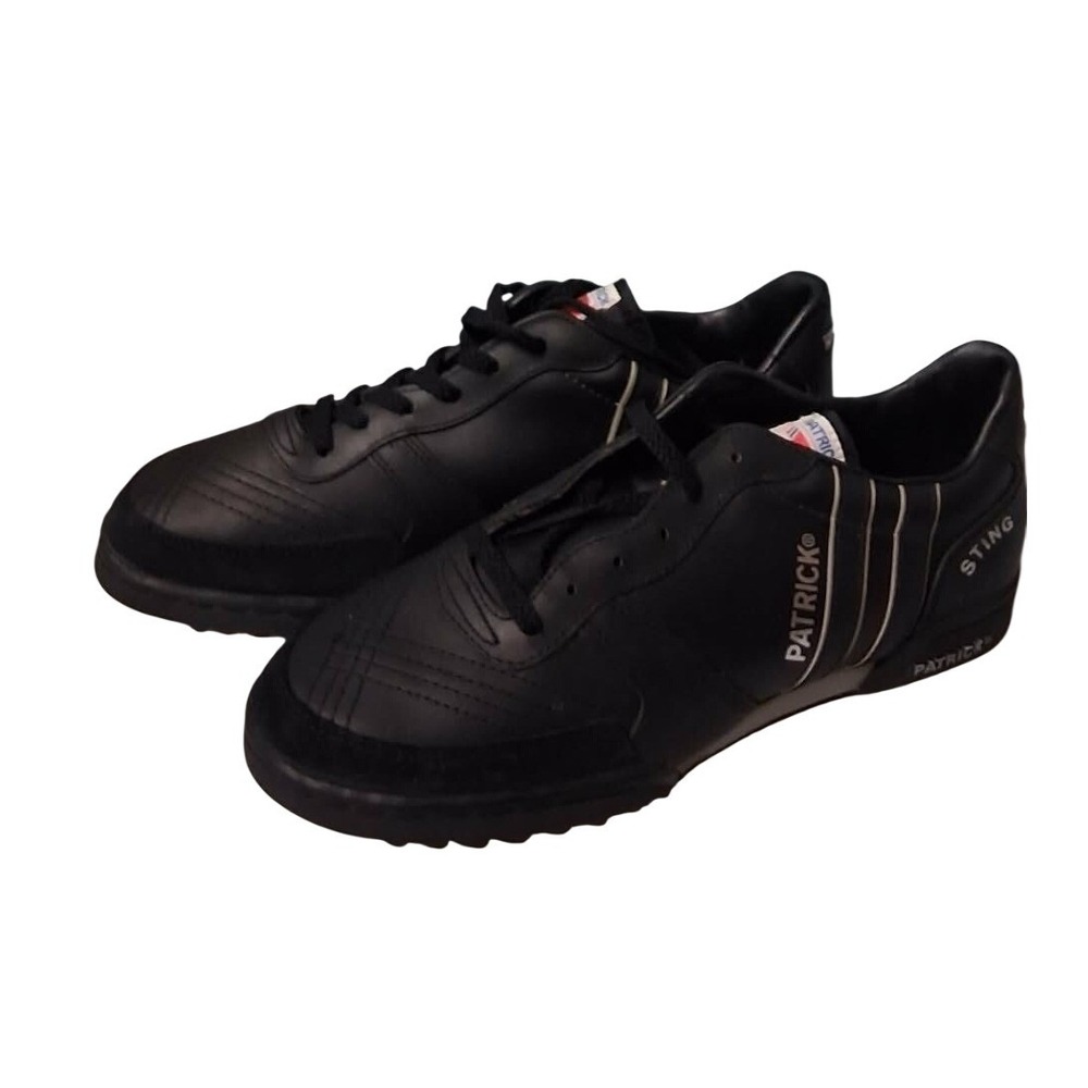 Patrick Sting Mens Black Leather Soccer Style Sneakers 10635T Low Top Size 11
